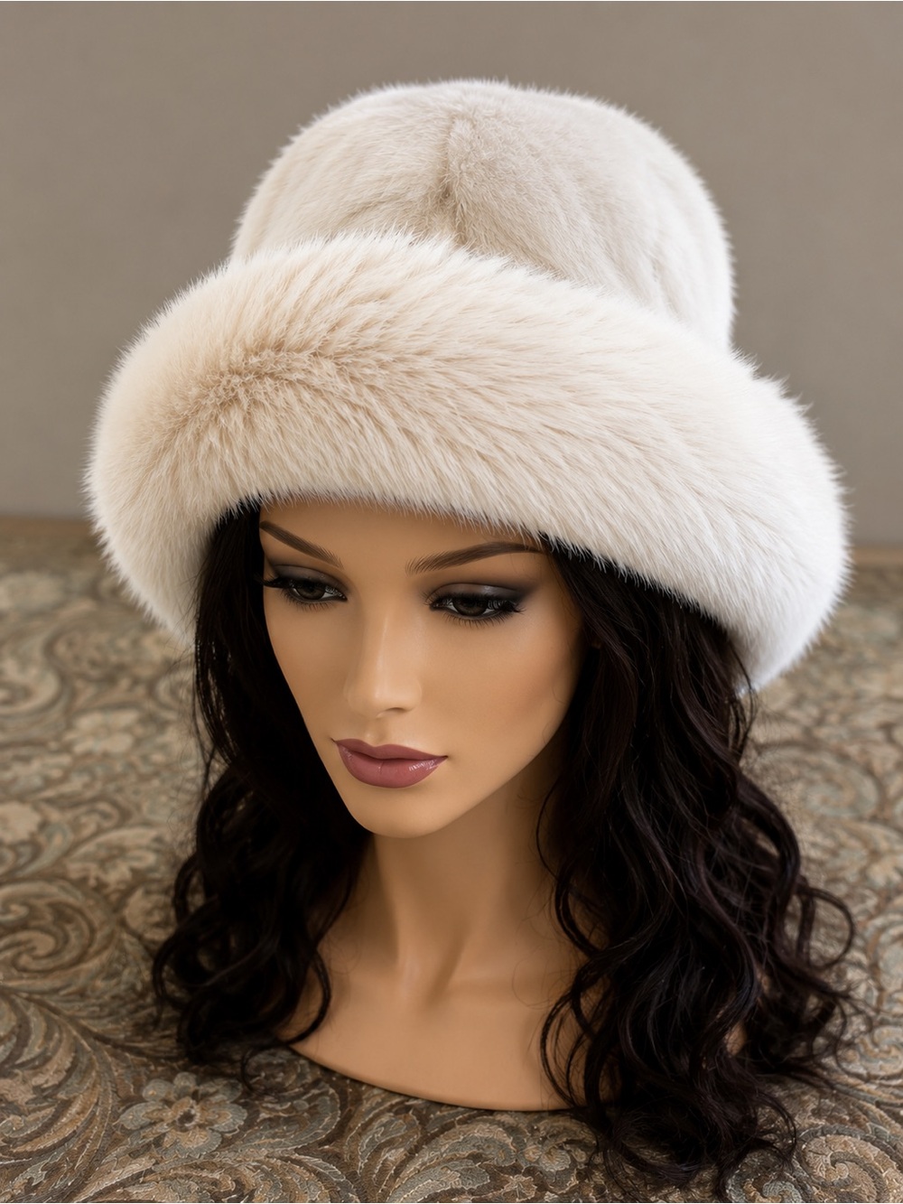 Faux Fur Bucket Hat in Creamy White by Pretty Simple